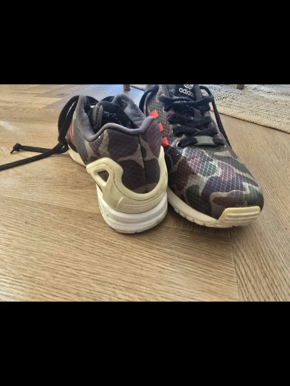 adidas Kids Camo Sneakers with Bright Red Stripes